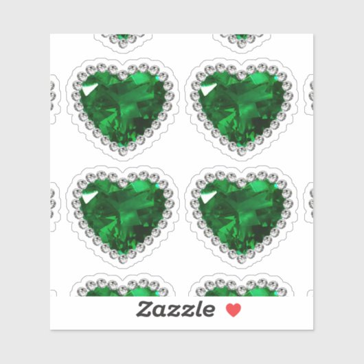 Smaragd Groen Diamant Jubileum Hart Sticker (Vel)