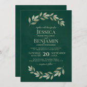 Smaragd groen Eenvoudige Waterverf verlaat bruilof Kaart (Voorkant / Achterkant)