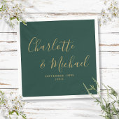 Smaragd Groen en Goud Elegant Handtekening Bruilof Servet