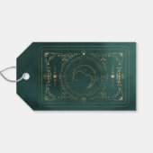 Smaragd Groen & Faux Goud Tarot Hemelbruiloft Cadeaulabel (Achterkant Horizontaal)