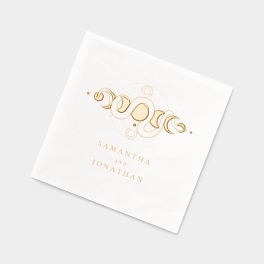 Smaragd Groen & Faux Goud Tarot Hemelbruiloft Folie Servetten (Links)