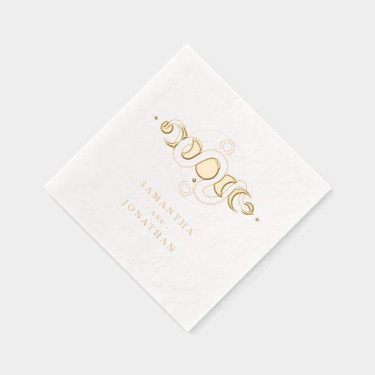 Smaragd Groen & Faux Goud Tarot Hemelbruiloft Folie Servetten (Rechts)