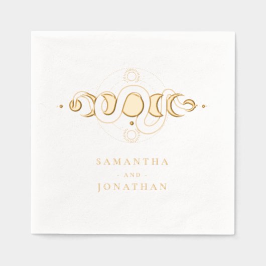 Smaragd Groen & Faux Goud Tarot Hemelbruiloft Folie Servetten (Voorkant)