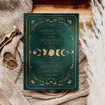 Smaragd Groen & Faux Goud Tarot Hemelbruiloft Kaart<br><div class="desc">Smaragd Groen & Faux Gouden Tarot Hemelse Bruiloft Uitnodiging</div>