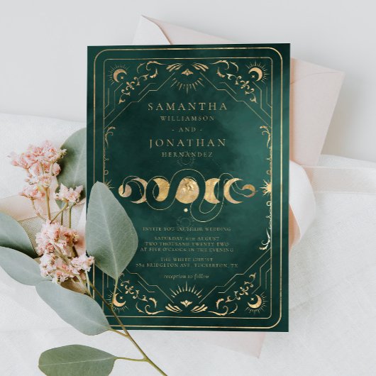 Smaragd Groen & Faux Goud Tarot Hemelbruiloft Kaart