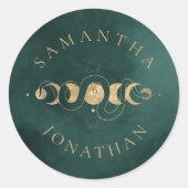 Smaragd Groen & Faux Goud Tarot Hemelbruiloft Ronde Sticker (Voorkant)