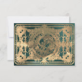 Smaragd Groen & Faux Goud Tarot Hemelbruiloft RSVP Kaartje (Achterkant)