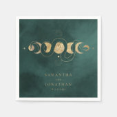 Smaragd Groen & Faux Goud Tarot Hemelbruiloft Servet (Voorkant)