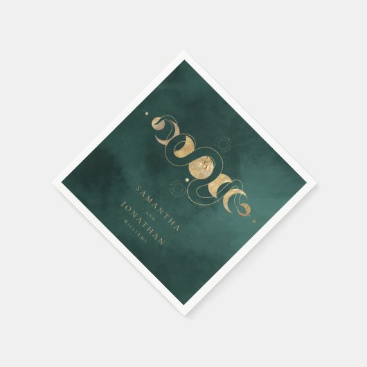 Smaragd Groen & Faux Goud Tarot Hemelbruiloft Servet (Hoek)