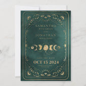 Smaragd Groen & Faux Gouden Tarot Celestial Save The Date (Voorkant)