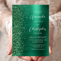 Smaragd Groen Geborsteld Metaal Glitter Script Bru