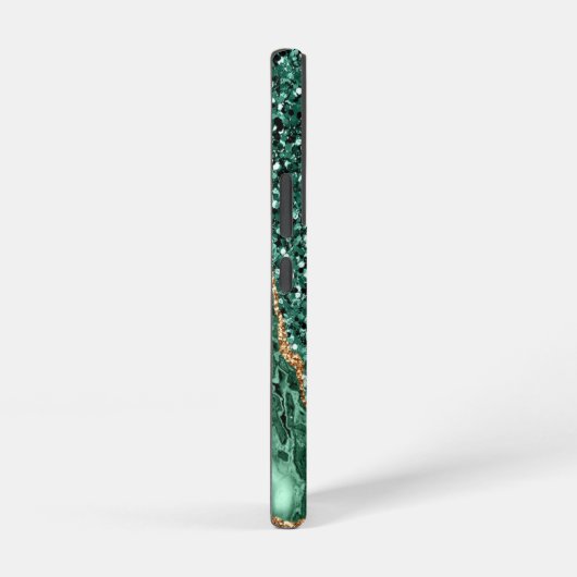 Smaragd Groen Glitter Marmer Aangepaste Jouw naam Samsung Galaxy Hoesje (Rechterkant)