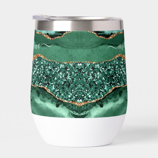 Smaragd Groen Glitter Marmer Aangepaste Naam (Rechts)