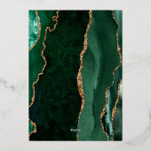 Smaragd Groen Goud Agaat Marine Blauw Bruiloft Folie Uitnodiging (Achterkant)