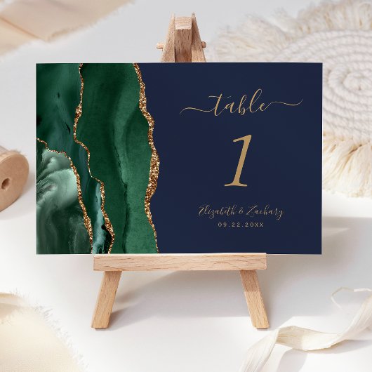 Smaragd Groen Goud Agaat Marine Blauw Bruiloft Kaart