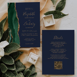 Smaragd Groen Goud Agaat Marine Blauw QR Code Brui Kaart