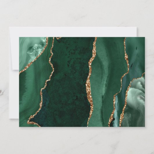 Smaragd Groen Goud Agaat Script Bruiloft Kaart (Achterkant)