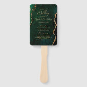 Smaragd Groen Goud Agaat Script Huwelijksprogramma Handwaaier (Voorkant)