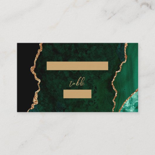 Smaragd Groen Goud Agaat Script Trouwtafel Plaatskaartje (Voorkant)