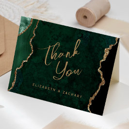 Smaragd Groen Goud Agaat Script Wedding Dank u Kaart