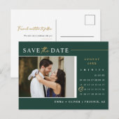 Smaragd Groen Goud Bewaar de Datum Kalender QR Cod Briefkaart (Voorkant / Achterkant)