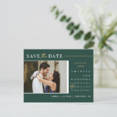 Smaragd Groen Goud Bewaar de Datum Kalender QR Cod Briefkaart (Staand voorkant)