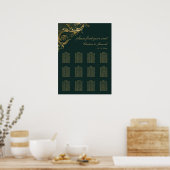  Smaragd Groen Goud Bloemen Damast Bruiloft Poster (Keuken)