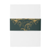  Smaragd Groen Goud Bloemen Damast Bruiloft Uitnodigingen Wikkel (Achterkant Voorbeeld)