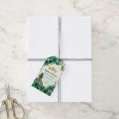 Smaragd Groen Goud Bloemen Prinses Tiara Favor Cadeaulabel (Met Touw)