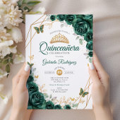 Smaragd Groen Goud Bloemen Quinceanera Kaart