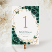 Smaragd Groen Goud Bloemen Quinceanera Kaart