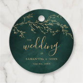 Smaragd Groen & Goud Botanische Elegante Huwelijk Bedankjes Labels (Voorkant)