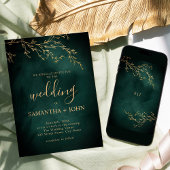 Smaragd Groen & Goud Botanische Elegante Huwelijk Kaart