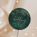 Smaragd Groen & Goud Botanische Elegante Huwelijk Ronde Sticker<br><div class="desc">Smaragd Groen & Goud Botanische Elegante Bruiloft Classic Ronde Sticker</div>