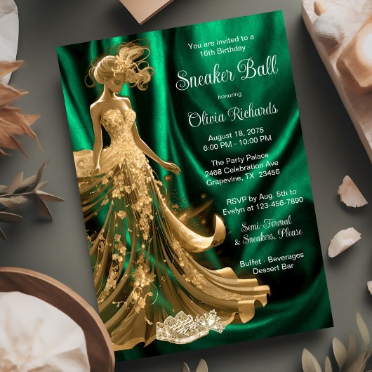 Smaragd Groen Goud Elegante Sneaker Bal Kaart