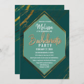Smaragd Groen Goud Geometrisch Marmer Bachelorette Kaart (Voorkant / Achterkant)