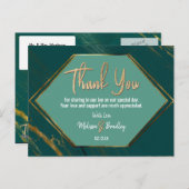 Smaragd Groen Goud Geometrisch Marmer Dank u Briefkaart (Voorkant / Achterkant)