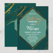 Smaragd Groen Goud Geometrisch Marmer Verjaardag Kaart (Voorkant / Achterkant)