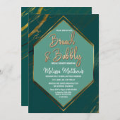 Smaragd Groen Goud Geometrisch Marmeren Brunch Bub Kaart (Voorkant / Achterkant)