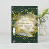 Smaragd Groen & Goud Geometrische Brunch & Bubbly Kaart (Staand voorkant)