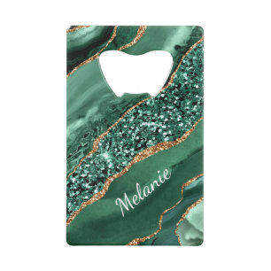 Smaragd Groen Goud Gepersonaliseerde Naam Flesopen Creditkaart Flessenopener