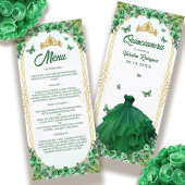 Smaragd Groen Goud Glitter Bloemen Quinceanera Menu