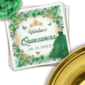 Smaragd Groen Goud Glitter Bloemen Quinceanera Servet