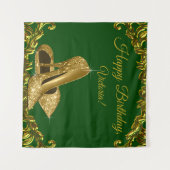 Smaragd Groen Goud Hoge Hak Verjaardag SQ Achtergr Wandkleed (Voorkant (horizontaal))