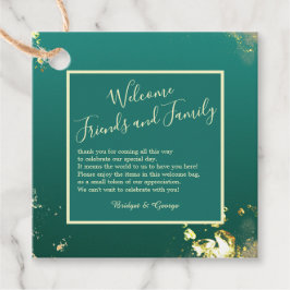 Smaragd groen goud juweel tinten bruiloft bedankjes labels