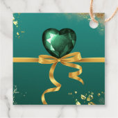 Smaragd groen goud juweel tinten bruiloft bedankjes labels (Achterkant)