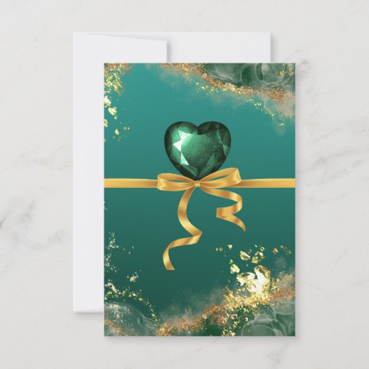 Smaragd groen goud juweel tinten bruiloft bedankkaart (Achterkant)