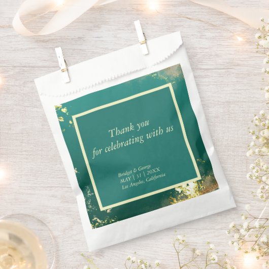 Smaragd groen goud juweel tinten bruiloft bedankzakje (Geknipt)