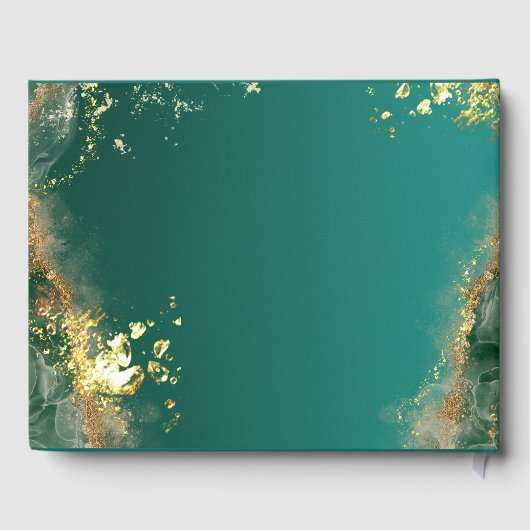 Smaragd groen goud juweel tinten bruiloft gastenboek (Achterkant)