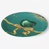 Smaragd groen goud juweel tinten bruiloft papieren bordje (Gekanteld)